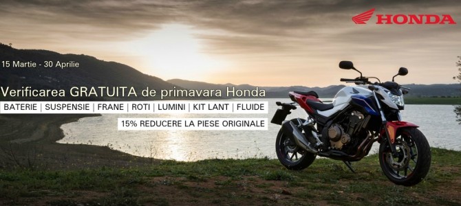 Honda lansează o campanie de verificare de primăvară GRATUITĂ pentru toţi posesorii de motociclete Honda